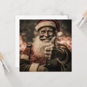 Carte simple face avec pouce levé Santa (Devant/Arrière en situation)