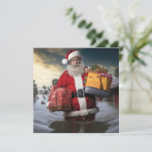 Carte simple face Père Noël Australien inondation (Debout devant)