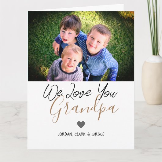 Carte simple Fête des pères heureuse, grand-père deux ph (Devant)