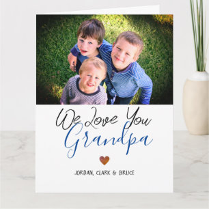 Carte simple Fête des pères heureuse, grand-père deux ph