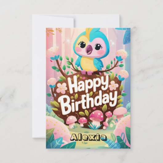 Carte Simple Fiesta Parrot numérique Anniversaire (Devant)