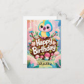Carte Simple Fiesta Parrot numérique Anniversaire (Devant/Arrière en situation)