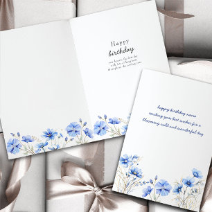 Carte Simple Fleur Bleue Anniversaire Fleur Sauvage