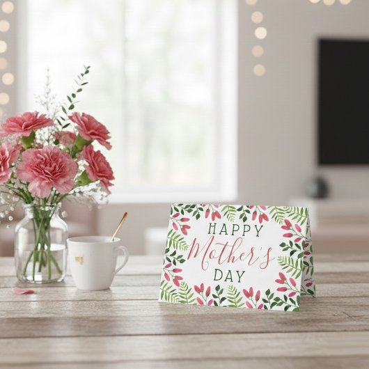 Carte Simple Fleur de Printemps Joyeuse Fête des Mères