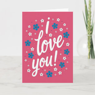 Carte simple fleurs « Je t'aime »