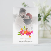 Carte Simple Floral Garland Romantic Photo Wedding (Debout devant)