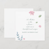Carte Simple Floral Happy Mother's Day Holiday Card (Devant / Derrière)