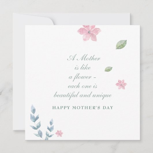 Carte Simple Floral Happy Mother's Day Holiday Card (Devant)