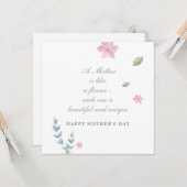 Carte simple Floral Happy Mother's Day Message Car (Devant/Arrière en situation)