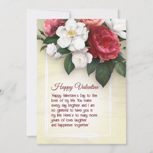 Carte simple Floral Valentine (Devant)