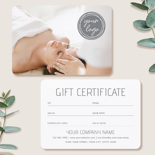 Carte Simple Gift Certificate Custom Photo Logo Card