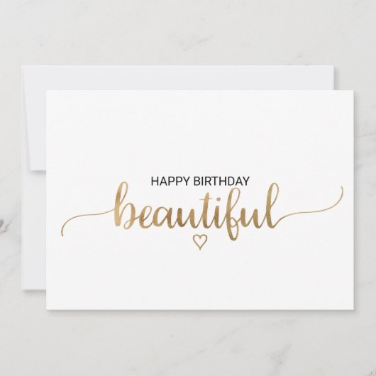 Carte Simple Gold Calligraphie Joyeux Anniversaire Belle (Devant)