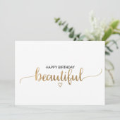 Carte Simple Gold Calligraphie Joyeux Anniversaire Belle (Debout devant)