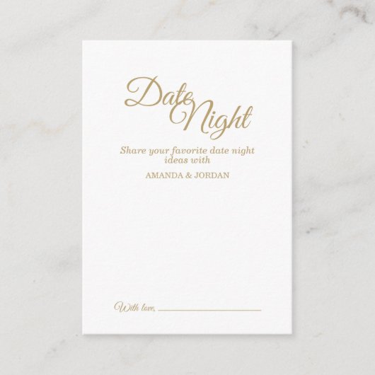Carte simple Gold Calligraphy Date Night (Devant)