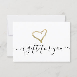 Carte Simple Gold Foil Coeur certificat cadeau