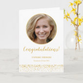 Carte Simple Gold White Confetti Photo Graduation (Fleur jaune)
