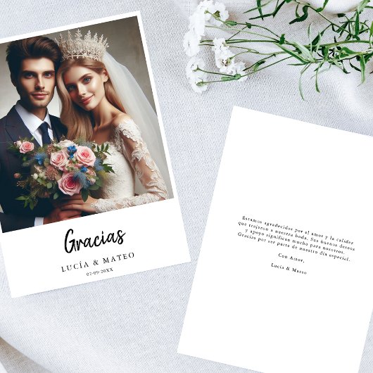 Carte Simple Gracias Mariage Espagnol Photo Merci