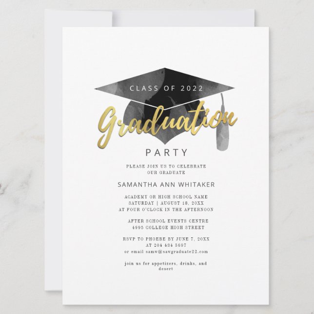 Carte Simple Graduation 2025 Minimaliste Grad Party (Devant)