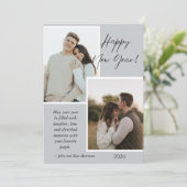 Carte Simple Gray and White New Years Photo Collage Card (Debout devant)