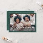 Carte Simple Green Cherish Script 2 Photo Noël (Devant/Arrière en situation)