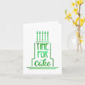 Carte Simple Hand Drawn Cake Happy Birthday Green (Fleur jaune)