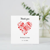Carte Simple Heart Wedding Thank You Card – Customizable (Debout devant)