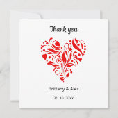 Carte Simple Heart Wedding Thank You Card – Customizable (Devant)