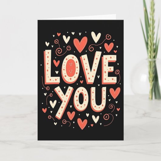 Carte Simple Hearts Love You (Devant)