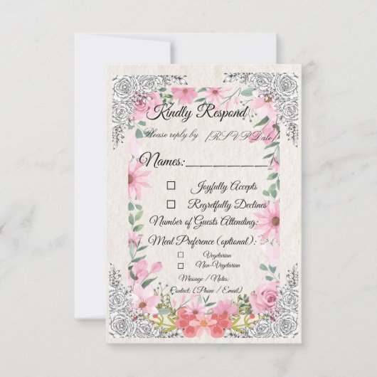 Carte Simple Indian Wedding RSVP Card | Elegant  (Devant)