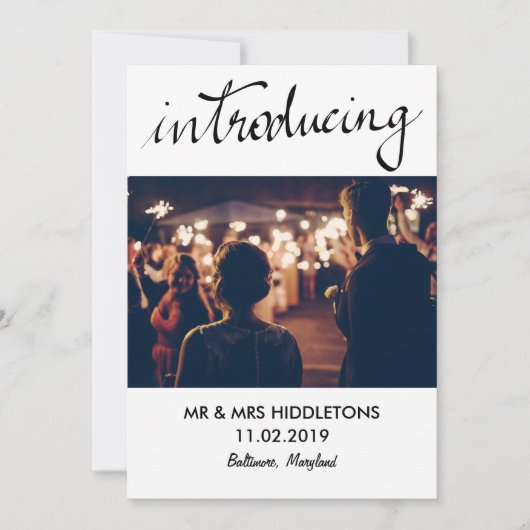 Carte Simple introduction de la typographie Mariage Coup (Devant)