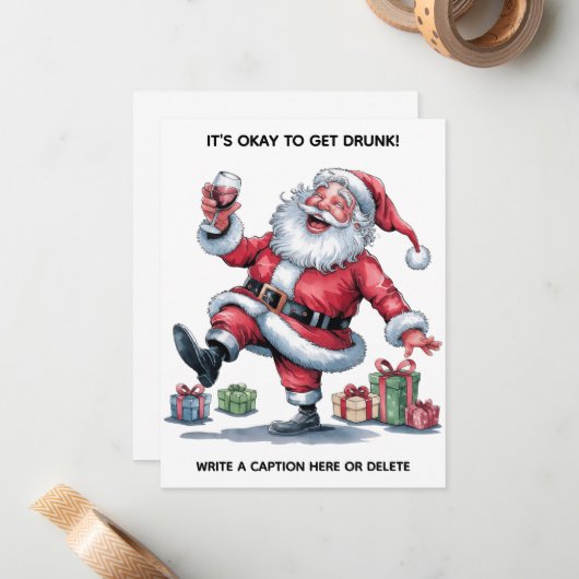 Carte simple It's Okay To Get Drunk™ (Devant/Arrière en situation)