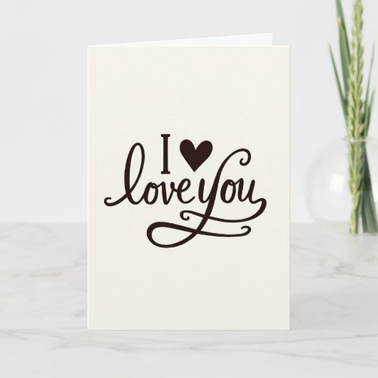 Carte simple « Je t'aime » avec cœur (Devant)