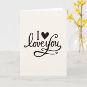 Carte simple « Je t'aime » avec cœur (Fleur jaune)