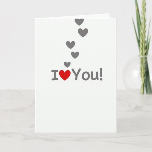 Carte simple « Je t'aime » avec des cœurs flottant (Devant)