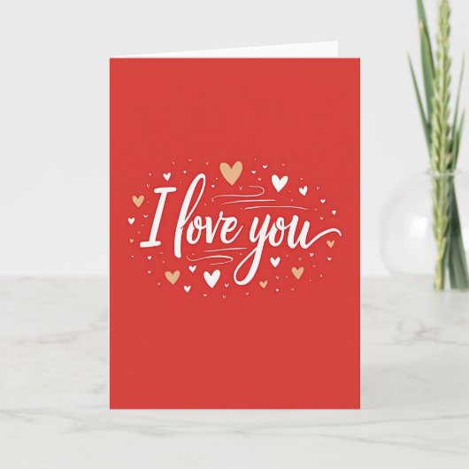 Carte Simple Je T'Aime Cœurs Dorés (Devant)