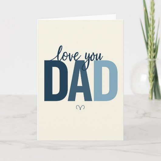 Carte Simple Je T'aime Papa (Devant)
