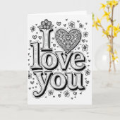 Carte simple « Je t'aime » pour elle (Fleur jaune)