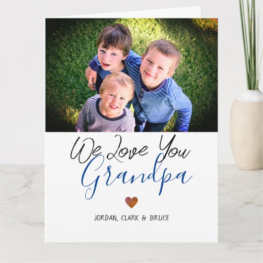 Carte simple Joyeuse fête des pères, grand-père deux pho (Devant)