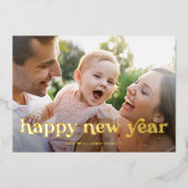 Carte simple Joyeuse Nouvel An Gold Photo Holiday (Recto)