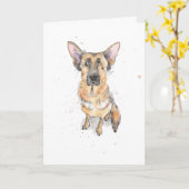 Carte Simple Joyeux Anniversaire Chien de berger alleman (Fleur jaune)
