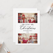 Carte Simple Joyeux Noël Branches Botaniques 2 Photos (Devant/Arrière en situation)