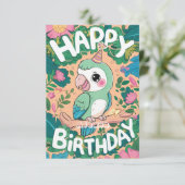 Carte Simple Joyeux perroquet numérique anniversaire (Debout devant)