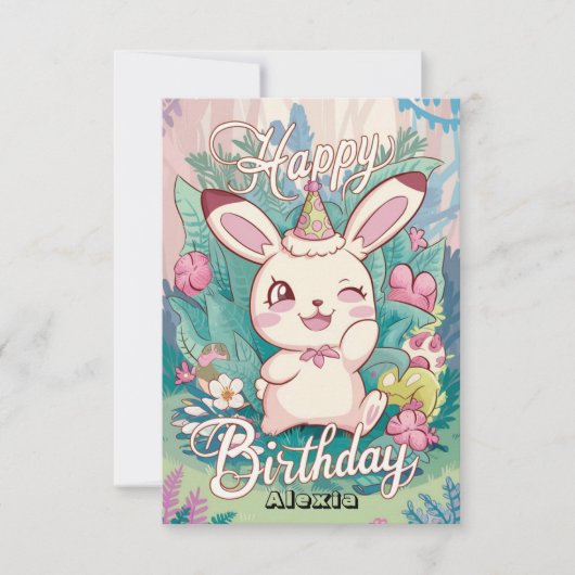 Carte Simple Lapin Bunny Digital Anniversaire (Devant)