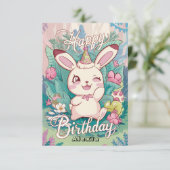 Carte Simple Lapin Bunny Digital Anniversaire (Debout devant)