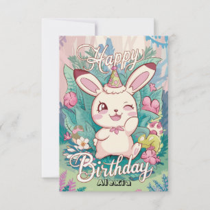 Carte Simple Lapin Bunny Digital Anniversaire