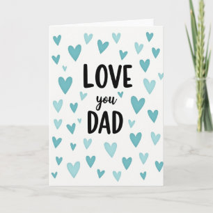 Carte simple Love You Dad avec des coeurs