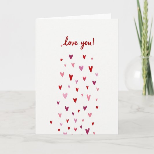 Carte Simple Love You Falling Hearts (Devant)