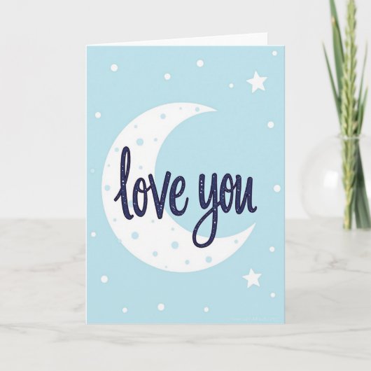 Carte Simple Love You Moon Dot (Devant)