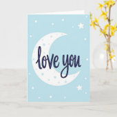 Carte Simple Love You Moon Dot (Fleur jaune)