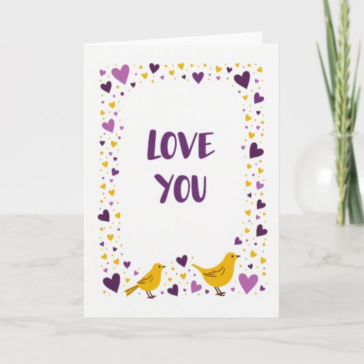 Carte Simple Love You Oiseau (Devant)